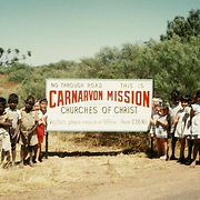 Carnarvon Mission children and sign